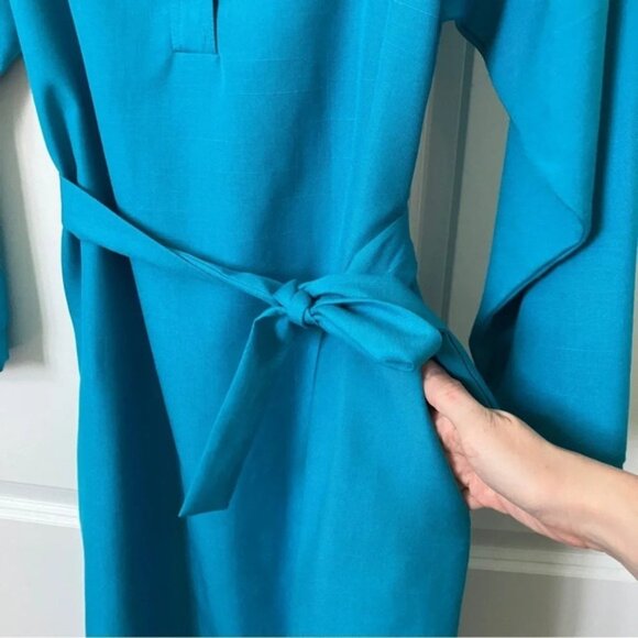 Vintage 80s Marjorie Bright Blue Midi Dress - Picture 6 of 7
